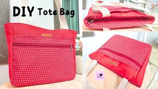 DIY Tote Bag With Zipper Tutorial  Zippered Tote Bag Tutorial [upl. by Suzy]