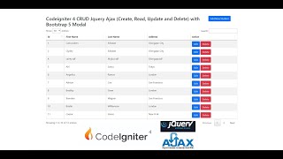 Codeigniter 4 CRUD Jquery Ajax Create Read Update and Delete with Bootstrap 5 Modal [upl. by Ydnys]