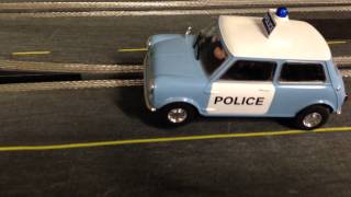 132 Wooden Routed Slot Car Track  1960s theme  Scalextric Mini Police Car amp Lights [upl. by Madel13]