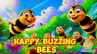 Happy Buzzing Bees  Fun and Busy Bee Rhyme for Kids  Learning About Bees Song [upl. by Novia]