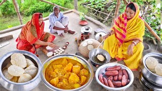 পুজো স্পেশাল সম্পূর্ণ নিরামিষ পনিরের লুচিআলুরদম আর মিষ্টি রেসিপি ।। luchi aloor dum recipe [upl. by Annaira975]