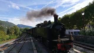 Chemins de fer de Provence  Arrivée du spécial vapeur à Entrevaux en provenance de Puget Théniers [upl. by Goeselt]