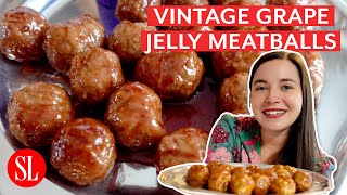 Vintage SlowCooker Grape Jelly Meatballs  Holiday Appetizer Recipe  Southern Living [upl. by Ahsinet]