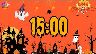 15Minute Countdown Timer with Music Halloween 🤍🎼⏰🎃👻 [upl. by Ellesirg]