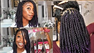 SPRING TWIST HAIR TUTORIAL on Natural Hair  Crochet and Rubber Method   HAIR GIVEAWAY [upl. by Sabas]