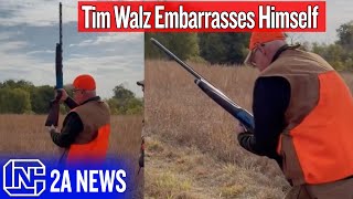 Tim Walz Embarrasses Himself Going Shooting Cant Load A Shotgun [upl. by Goulden]