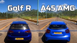 Forza Horizon 5 Volkswagen Golf R vs MercedesBenz A 45 AMG  Drag Race [upl. by Airat]