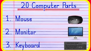 20 Computer Parts Name in English  Computer Parts Name  Parts of Computer  Computer Parts [upl. by Hornstein889]