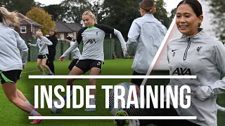 INSIDE TRAINING Liverpool prepare for Merseyside derby  Longrange screamer from Gemma Bonner [upl. by Licastro852]