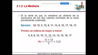 2 Estadística  Medidas de tendencia central para datos no agrupados [upl. by Armahs]