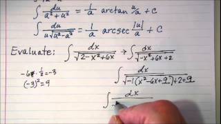 Using integral formulas 4 Completing the Square [upl. by Esra]