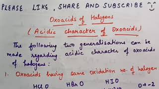 Acidic character of oxoacids of halogens By Mandeep Mam [upl. by Cicenia]