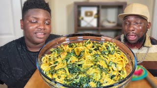 CHEF ELIJAH MADE CHICKEN SPINACH DIP PASTA MUKBANG EATING SHOW [upl. by Sayer]