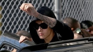 Raw video Justin leaves jail waves to screaming fans [upl. by Wachtel]