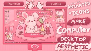 Decorate Desktop  Super Ultrawide  Bunny Sweety Desktop Theme Wallpaper Organizer  Animated [upl. by Teiluj]