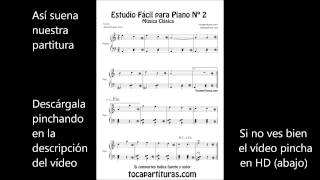 Estudio muy fácil para piano Nº 2 Partitura para principiantes de piano Vídeo partitura musical [upl. by Olimreh252]