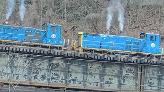 Five Unions with caboose 104 amp Two Norfolk Southern SD40s running light [upl. by Sualakcin462]