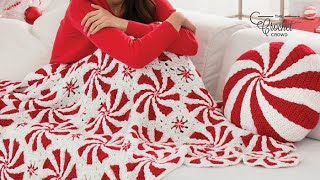 How to Crochet Masterpiece Peppermint Christmas Throw [upl. by Bilak]