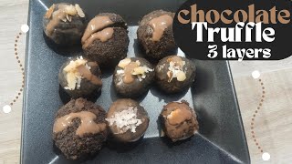 Chocolate truffles 3 layers  10 minutes me truffles  truffle trufflechocolate chocolate [upl. by Wyatan]