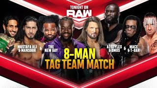 The New Day Mansoor amp Mustafa Ali Vs AJ Styles Omos MACE amp TBAR  WWE Raw 13092021 Español [upl. by Anaj]