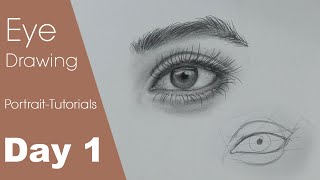 Portrait Drawing for Beginners  DAY 1  Eye Drawing Techniques sketchbookbyabhishek [upl. by Ludeman488]