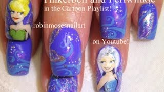 Tinkerbell Nail art  Disney nails design tutorial [upl. by Eta]