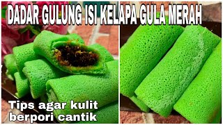 Dadar Gulung Isi Kelapa Gula Merah  Tips agar kulit dadar gulung berpori cantik  kue tradisional [upl. by Amary]