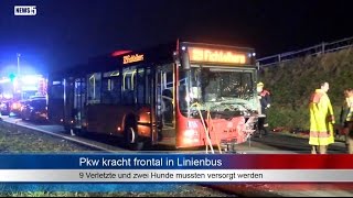 06112014 BT Lebensgefahr nach Frontalcrash mit Linienbus [upl. by Eirual]