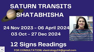 Saturn Transit Shatabhisha Again 20232024  Impact on 12 Signs  by VL saturn shatabhisha [upl. by Sewoll577]