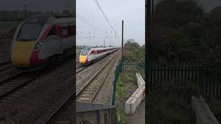 TWO LNER CLASS 800S PASSES HURN ROAD FOOTBRIDGE WITH HORN 10TH NOVEMBER 2O24 [upl. by Anihtyc267]