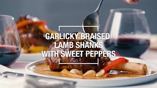 Garlicky Braised Lamb Shanks with Sweet Peppers  Food amp Wine [upl. by Ahsratal]