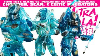 HIYA TOYS ALIENS VS PREDATOR ACTIVE CAMOFLAUGE CHOPPER SCAR amp CELTIC PREDATORS REVIEW [upl. by Idnahc936]