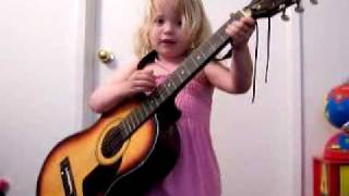 3 Year Old Girl quotPlayingquot Guitar and Singing [upl. by Ednalrim]