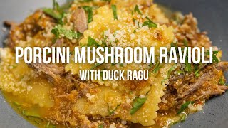 Porcini Mushroom Ravioli with Duck Ragu [upl. by Wettam]