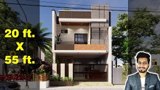 20x55 House Design 3D  120 Gaj  1100 sqft  2055 house design  6X16 Meter  DV Studio [upl. by Amethist]