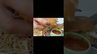 Eating chaumin with chutney burgermukbang food [upl. by Lobel355]