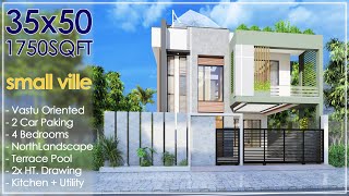 35X50 Feet  1750 sqft  West Facing House Design with Vastu  195 Gaj  10X15 Mtr Plan  ID109 [upl. by Maurizia764]