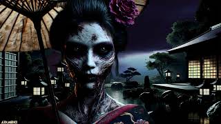 Zombie Geisha in a Japanese Garden  Thunderstorm Wind amp Whispering ASMR  10Hour Screensaver [upl. by Crockett219]