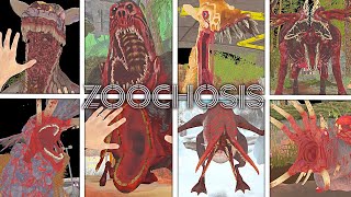 ZOOCHOSIS  All Animals Jumpscares  All Bosses Full Bright Mode [upl. by Radnaskela329]