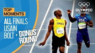 Usain Bolt  ALL Olympic finals  Bonus round  Top Moments [upl. by Arbed555]