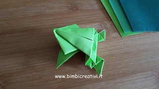 COME FARE UNA RANA ORIGAMI CHE SALTA VERAMENTE  BIMBI CREATIVI [upl. by Lawson]