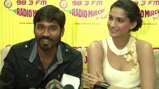 Sonam Kapoor amp Dhanush Promote Raanjhanaa At Radio Stations [upl. by Suiratnauq]