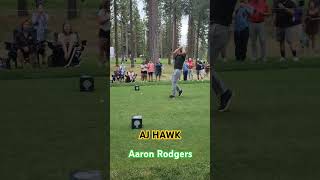 AJ HAWK amp Aaron Rodgers rippin drives ⛳️ 🏈 accgolf nfl [upl. by Auqenehs]