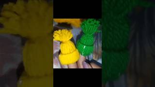 Amazing woolen craft idea🌸 Easy handmade woolen miniature pom pom hat tutorial shorts Ytshorts [upl. by Marcin692]