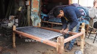 Indian craftsmen weave Charpai or traditional Indian bed  Make in India beds  Ecofriendly khatia [upl. by Lilithe]