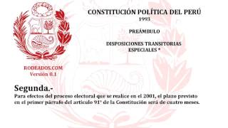 Disposiciones Transitorias Especiales  Constitucion Politica del Peru [upl. by Nil]