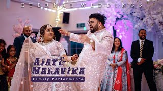 Friends amp Family Dance Performance  Ajay amp Malavika  Reception  Mallu  Eternal Weddings  2022 [upl. by Yorle]