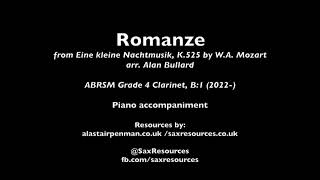 Romanze from Eine kleine Nachtmusik by Mozart Piano accompaniment ABRSM Clarinet Grade 4 [upl. by Thgiled]