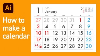 【Illustrator Tutorial】How to make a Calendar（カレンダーの作り方） ｜Adobe Illustrator CC 2020 [upl. by Leidba]