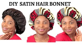 How to Make Satin Bonnet  Satin Bonnet DIY  How to make a reversible satin bonnet at home [upl. by Akinom780]